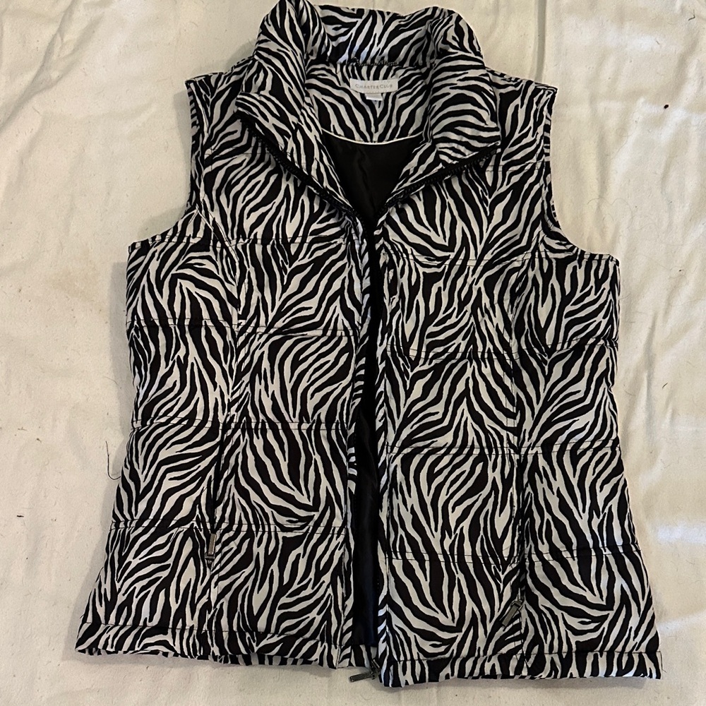 Charter Club Black and White Animal Print Vest
